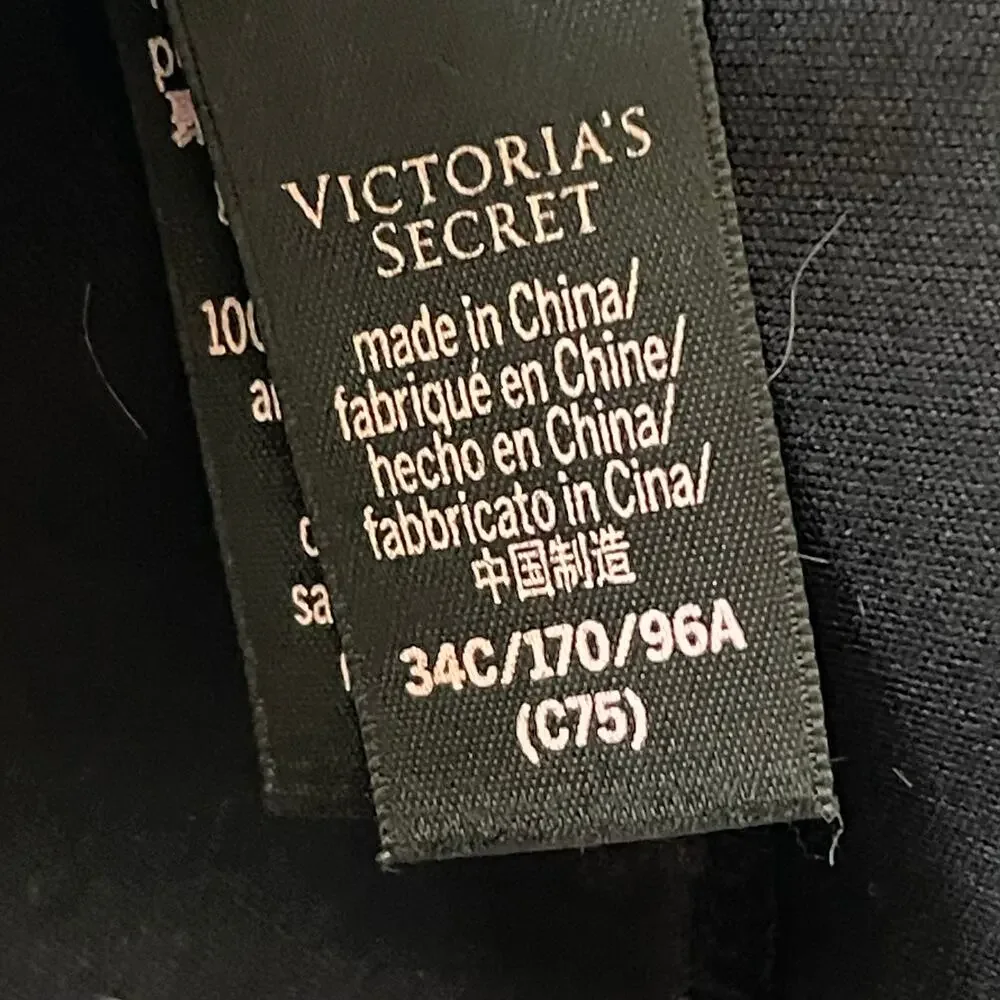Victoria's Secret Black Metallic Floral Cut Out Teddy - Black - Size 34C